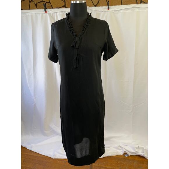 Vintage 1960s Black Mad Men Wiggle Dress with Ruffle Neck & Bow – ILGWU - Picture 9 of 15